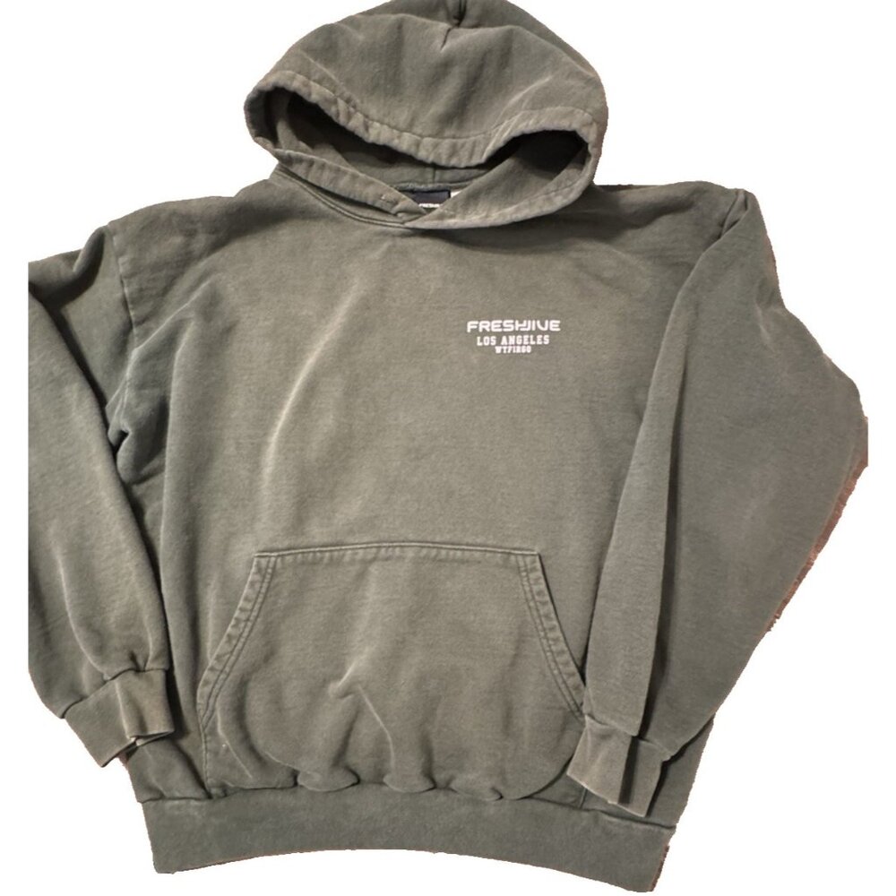 Freshjive WTFIRGO Faded Hoodie heavyweight 100% Cotton USA XL Green Y2k 90s